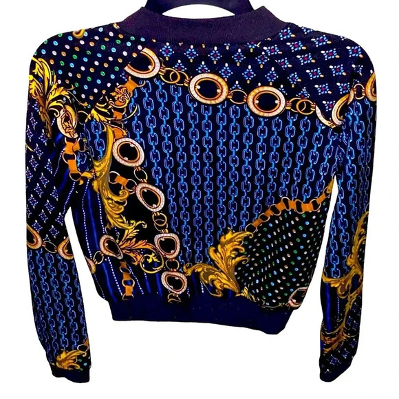 Nicki Minaj Chain Print Cropped Zip Up Jacket Sz XS - Picture 2 of 4